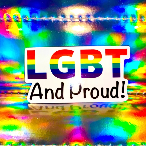 US SELLER Gloss LGBT And Proud Flag Ally Rainbow Sticker Pride Gay Rectangle - Picture 1 of 4
